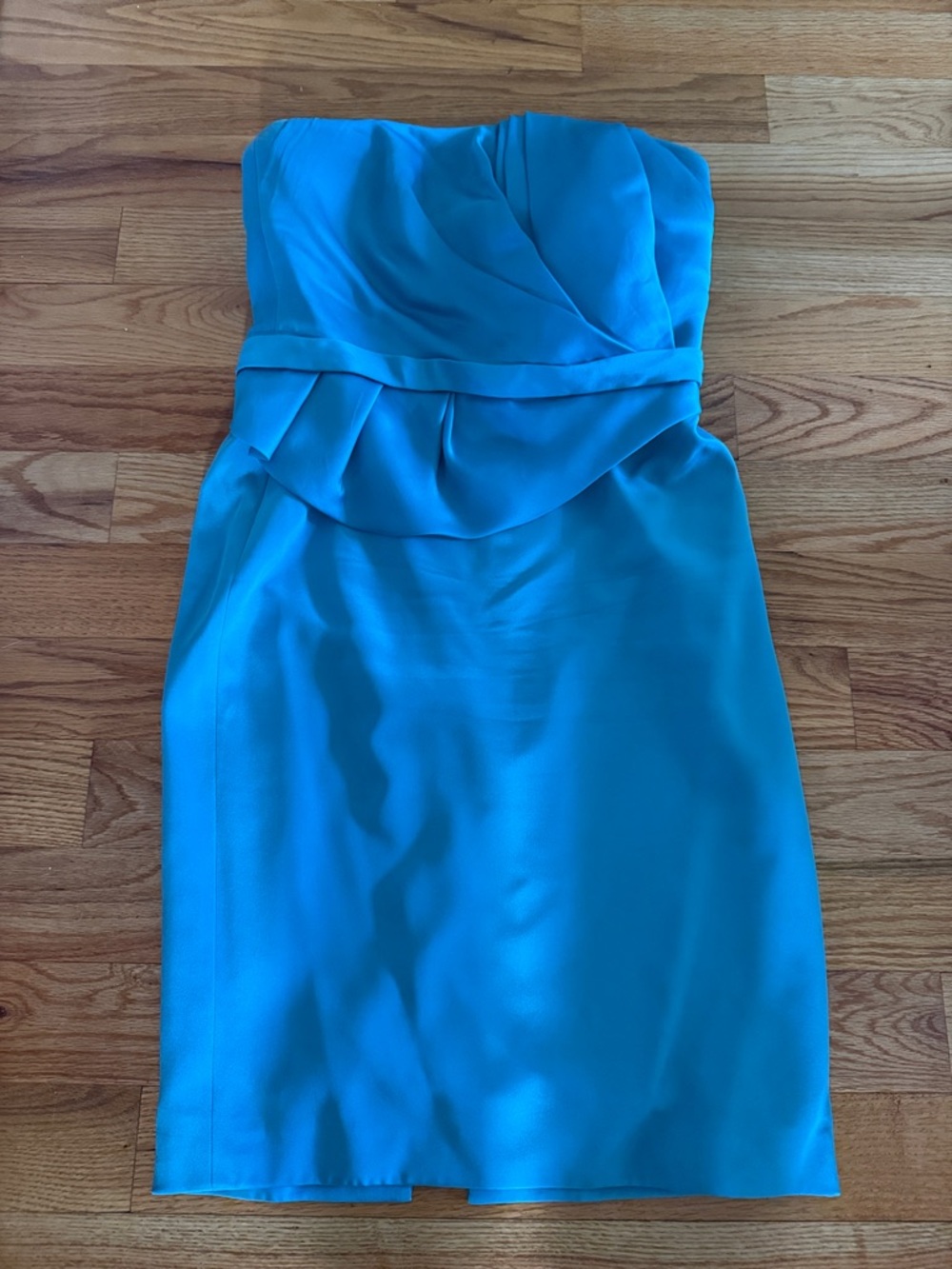 Strapless Turquoise Satin Cocktail Dress